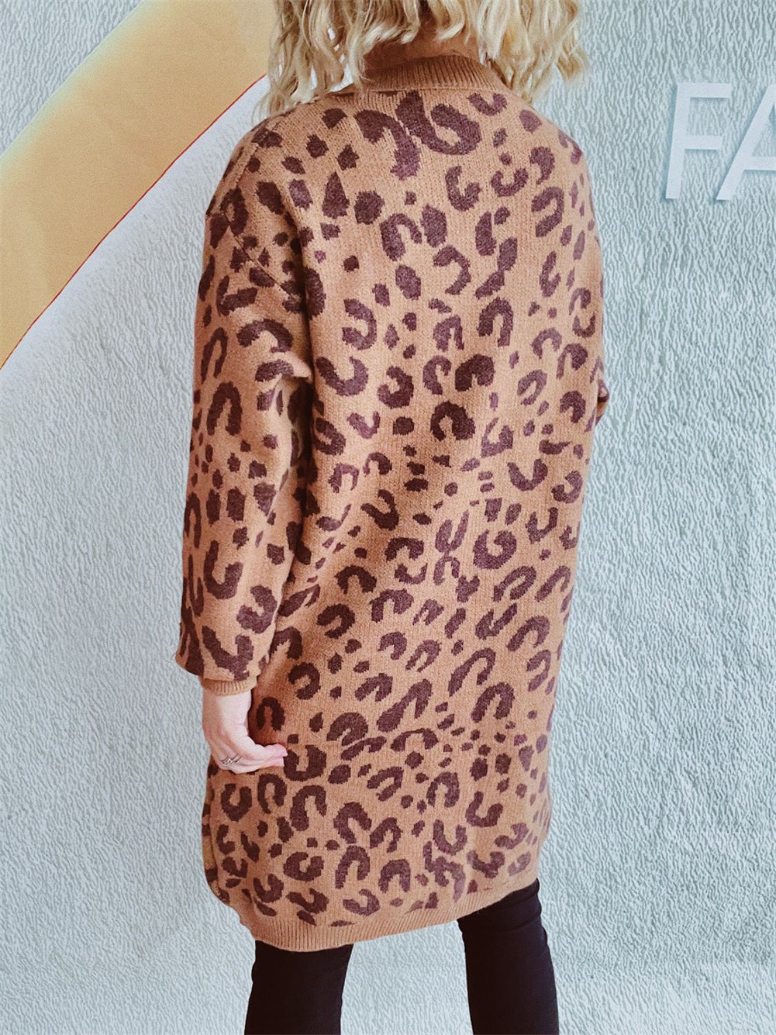 Leopard Round Neck Long Sleeve Sweater-Angel Casuals