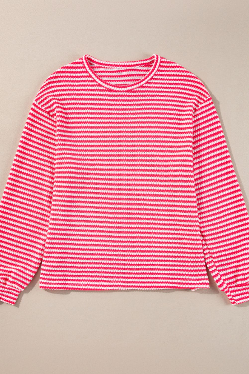 Striped Round Neck Long Sleeve Top-Angel Casuals