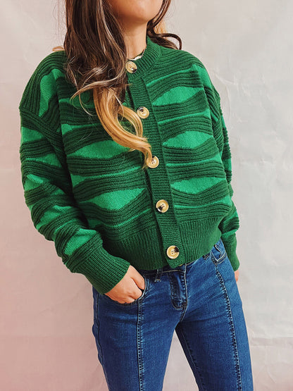 Color Block Button Front Cardigan-Angel Casuals