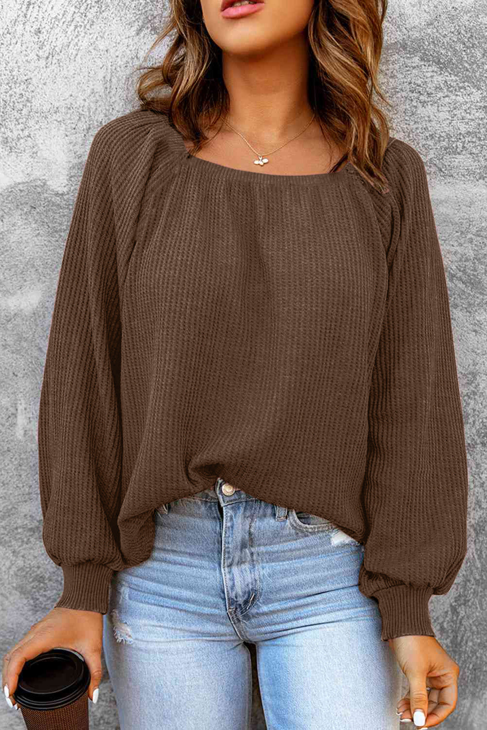 Square Neck Raglan Sleeve T-Shirt-Angel Casuals