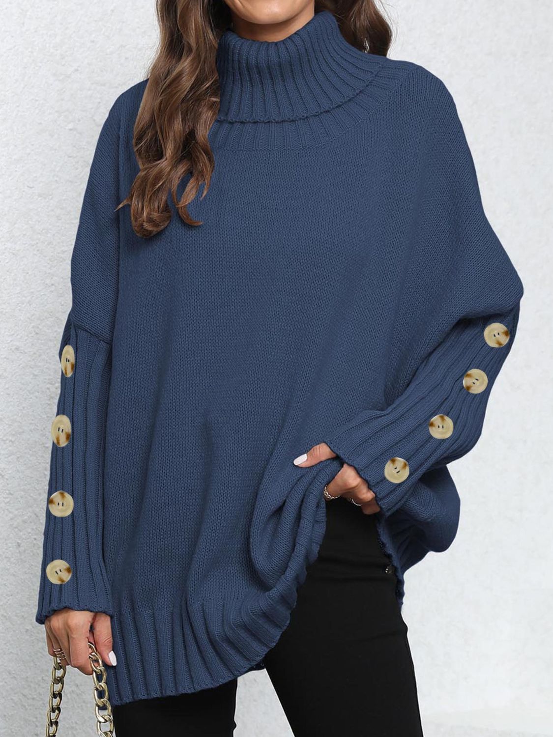 Turtleneck Long Sleeve Sweater-Angel Casuals