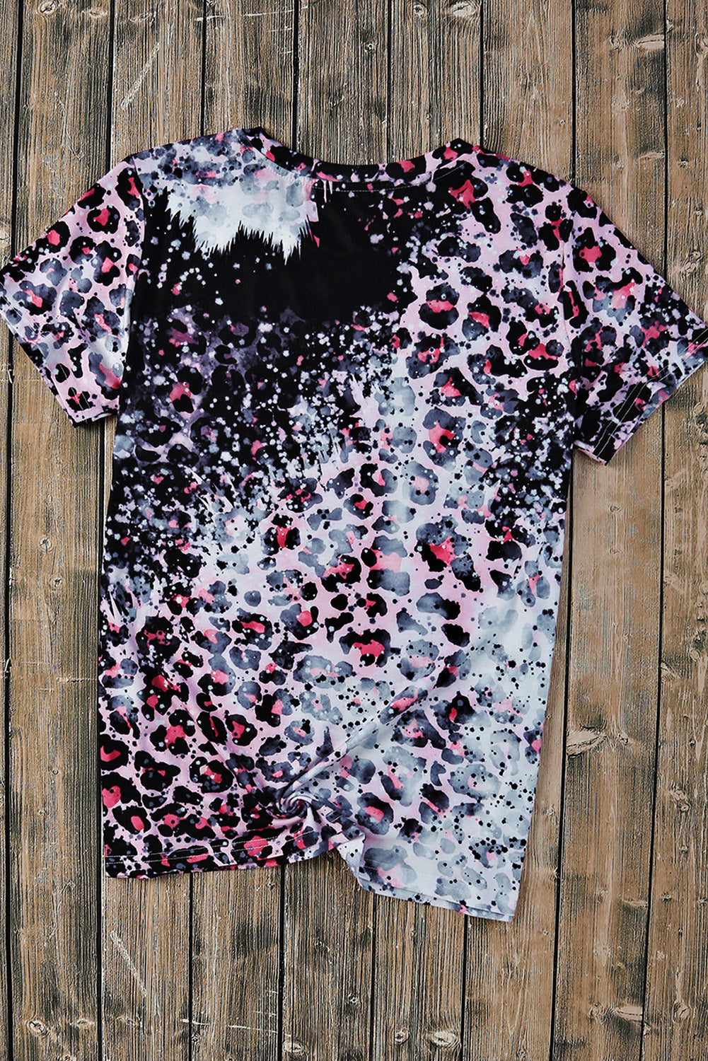 Leopard Round Neck Short Sleeve T-Shirt-Angel Casuals