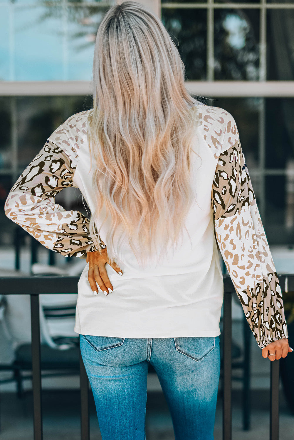 Leopard Round Neck Dropped Shoulder T-Shirt-Angel Casuals