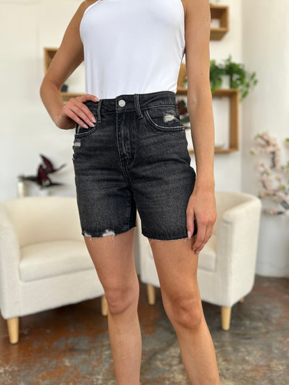 Judy Blue Full Size High Waist Rigid Magic Denim Shorts-Angel Casuals