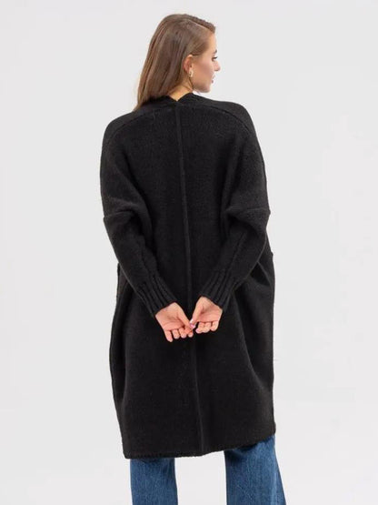 Pocketed Open Front Long Sleeve Longline Cardigan-Angel Casuals