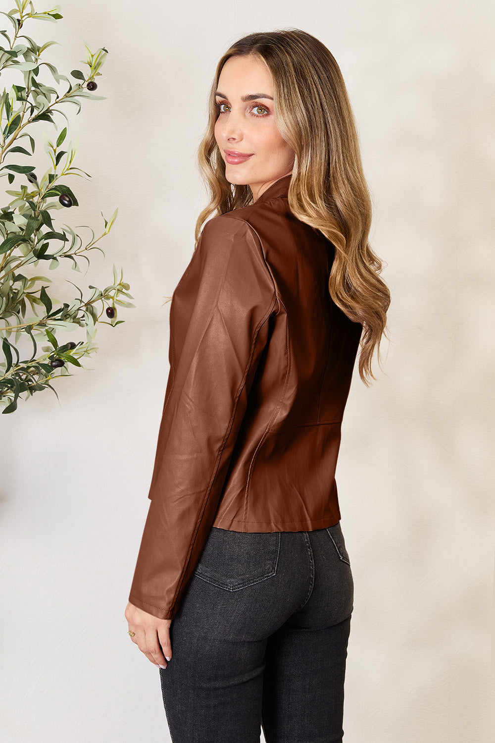 Mock Neck Zip Up Jacket-Angel Casuals