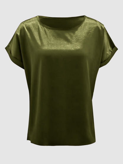 Round Neck Short Sleeve T-Shirt-Angel Casuals