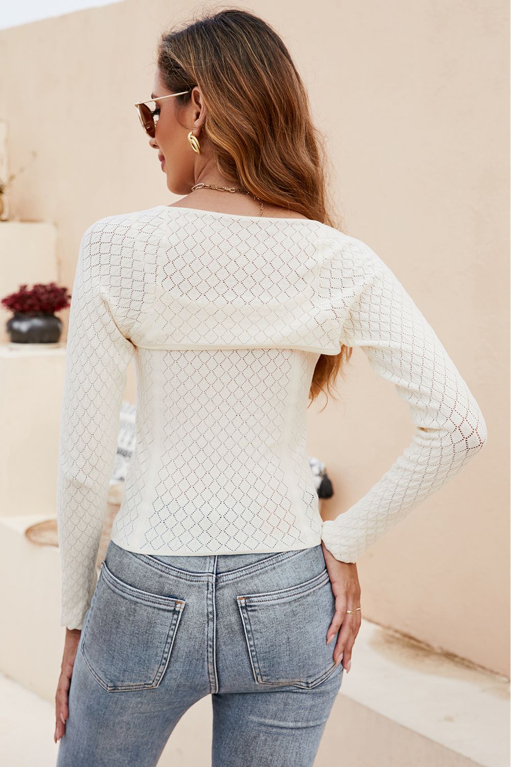 Scoop Neck Long Sleeve Knit Top-Angel Casuals