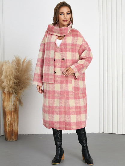 Plaid Button Up Long Sleeve Coat-Angel Casuals