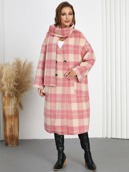 Plaid Button Up Long Sleeve Coat-Angel Casuals