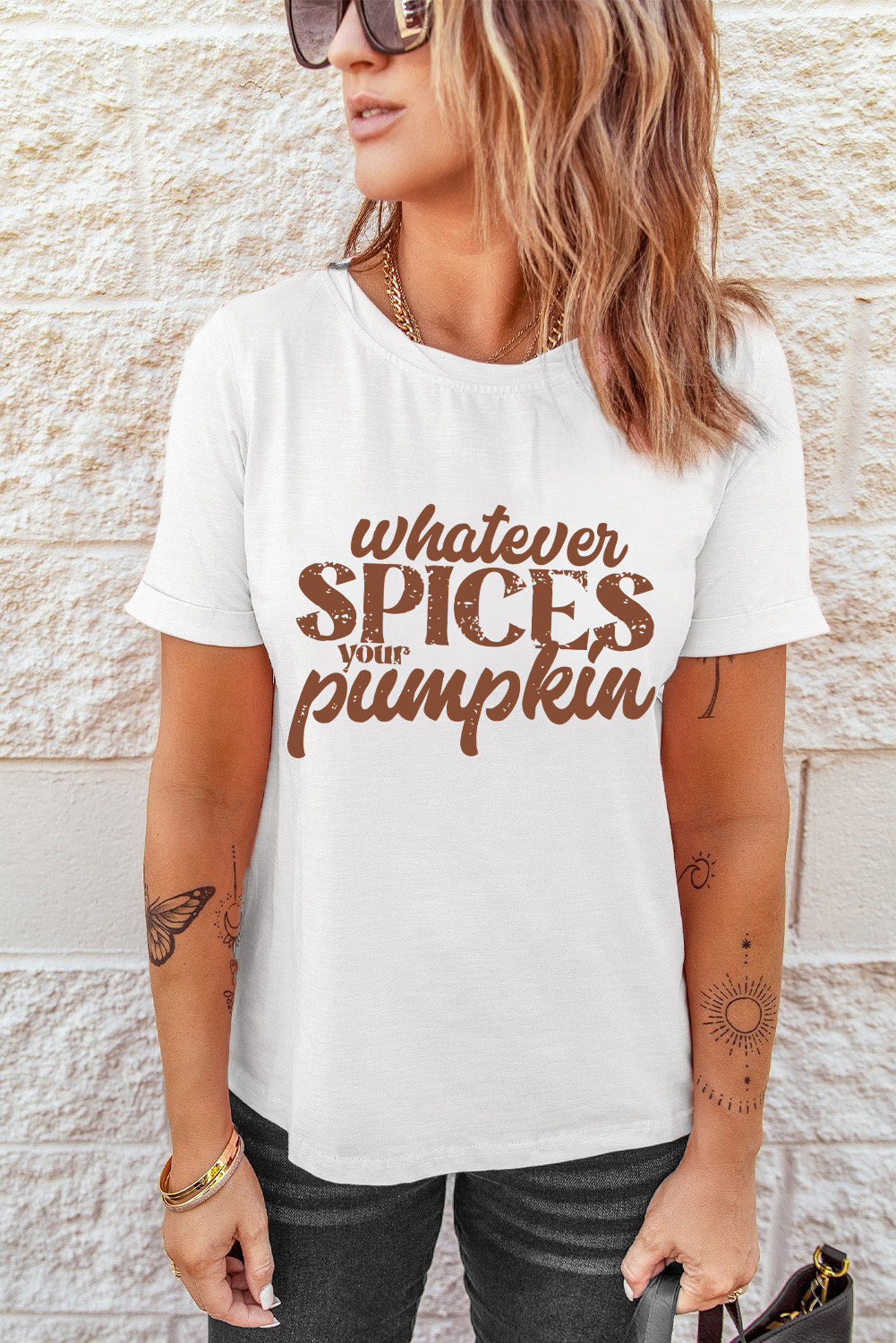 WHATEVER SPICES YOUR PUMPKIN Graphic Tee-Angel Casuals