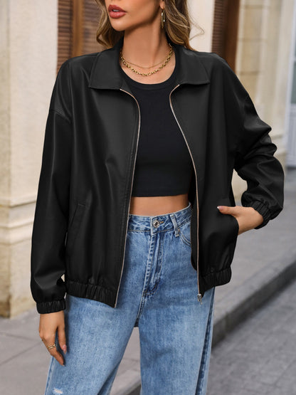 Ivy Lane Zip Up Dropped Shoulder Jacket-Angel Casuals