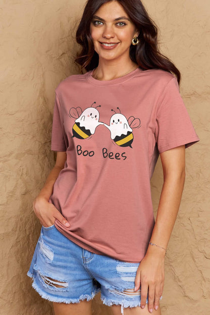 Simply Love Full Size BOO BEES Graphic Cotton T-Shirt-Angel Casuals