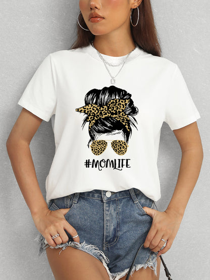 MOMLIFE Round Neck Short Sleeve T-Shirt-Angel Casuals