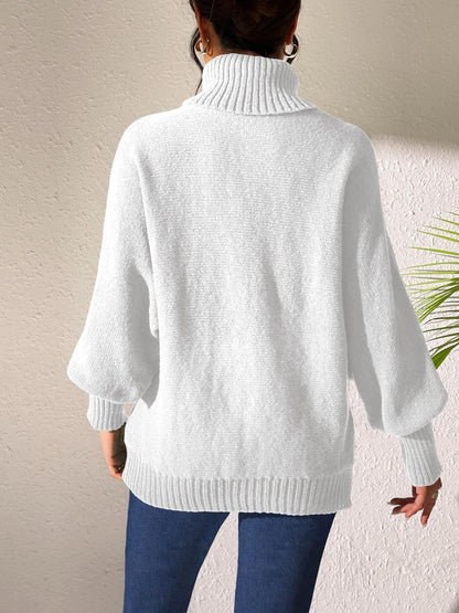 Heart Turtleneck Long Sleeve Sweater-Angel Casuals