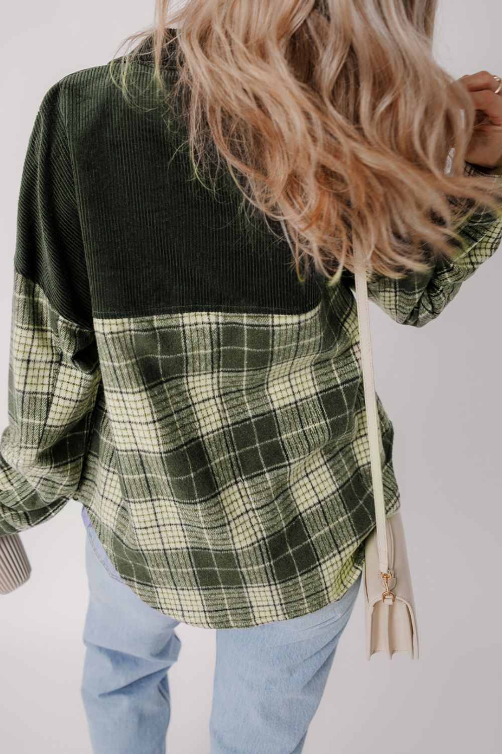 Snap Down Collared Neck Plaid Shacket-Angel Casuals