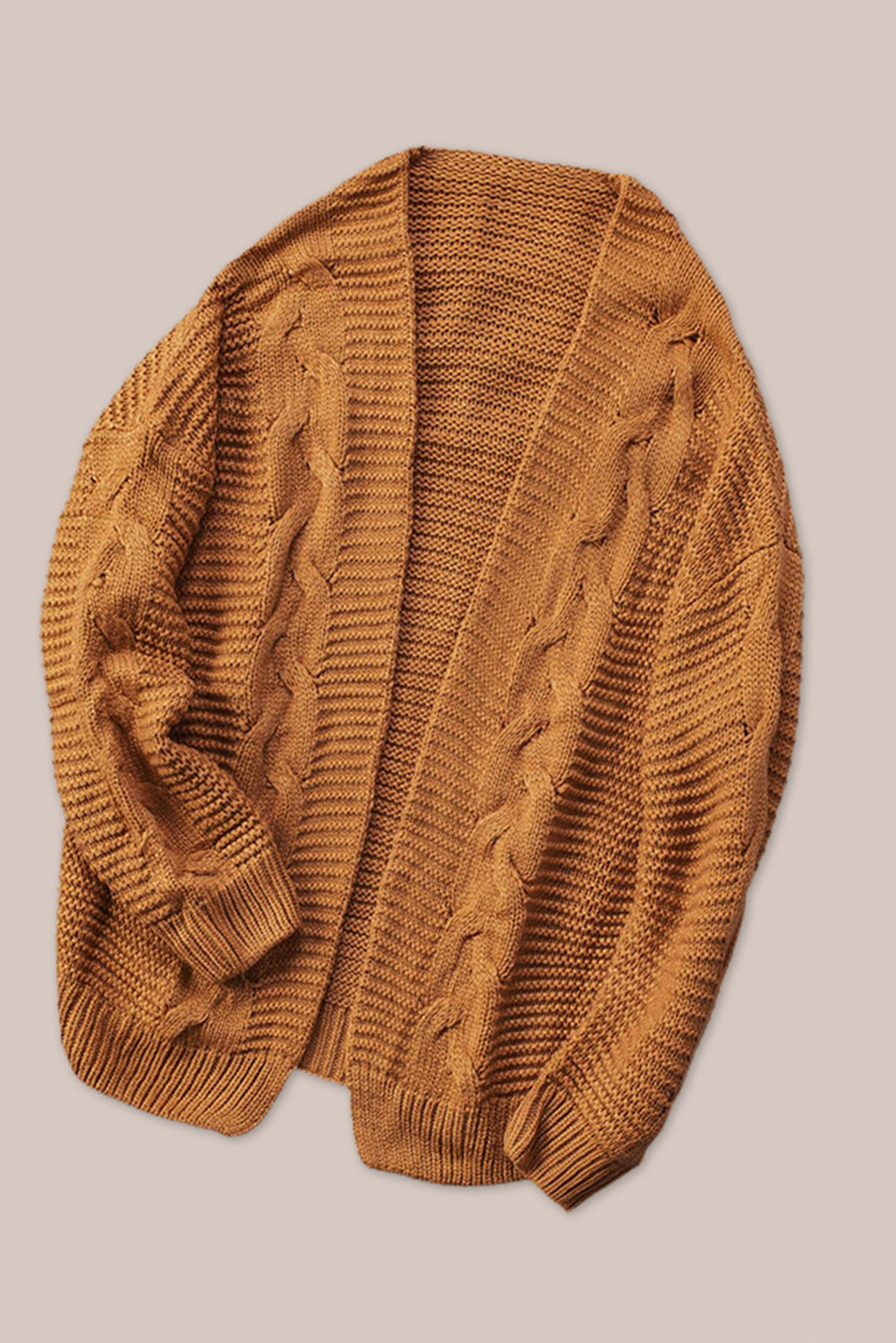 Cable-Knit Open Front Cardigan-Angel Casuals