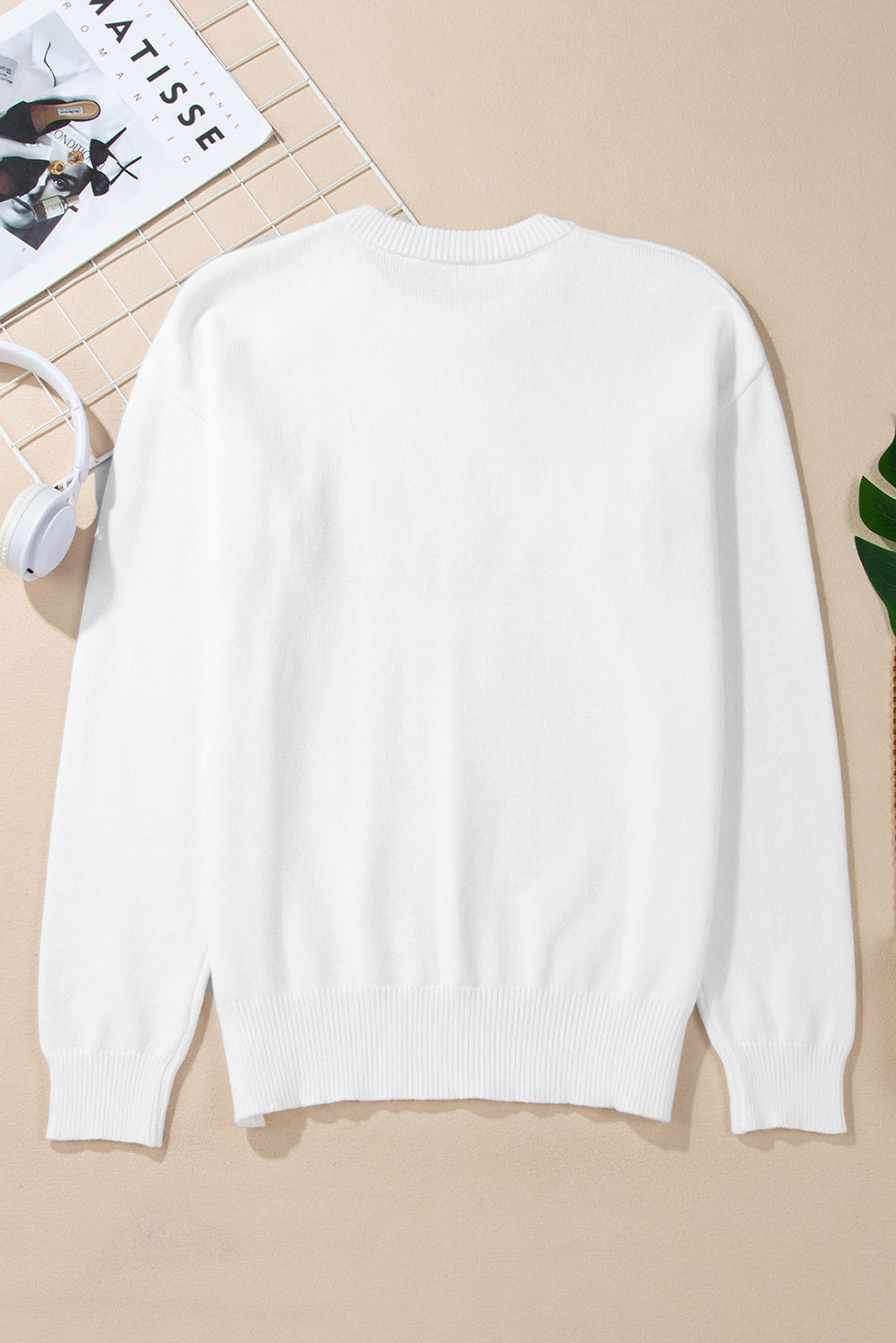 THANKFUL Round Neck Drop Shoulder Sweater-Angel Casuals