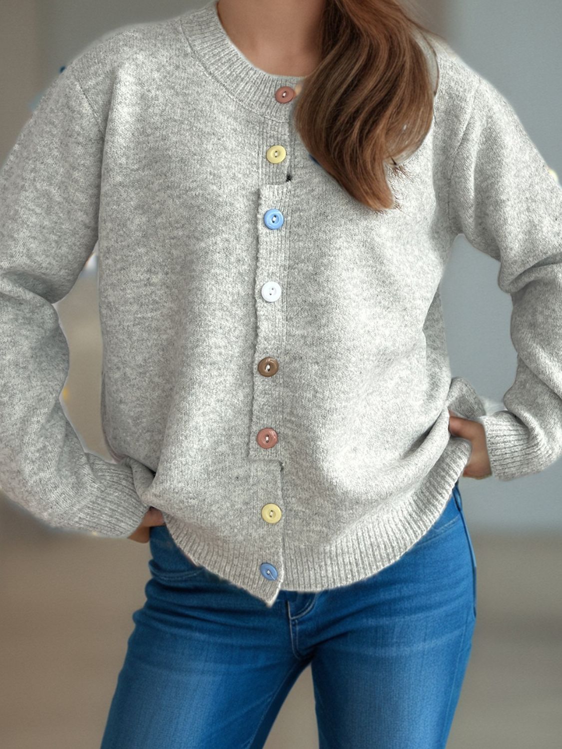 Button Down Long Sleeve Cardigan-Angel Casuals