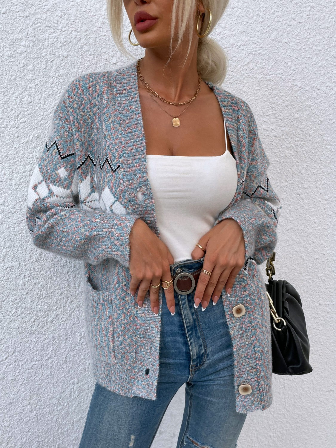Heathered Pocketed Button Up Cardigan-Angel Casuals
