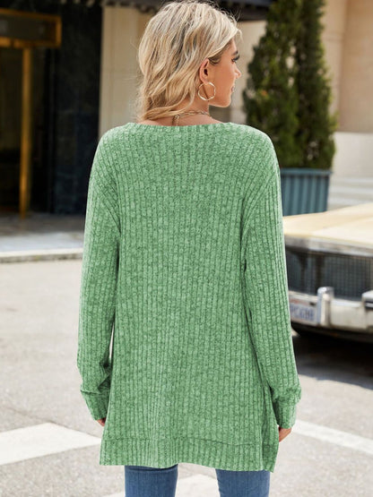 Round Neck Long Sleeve T-Shirt-Angel Casuals