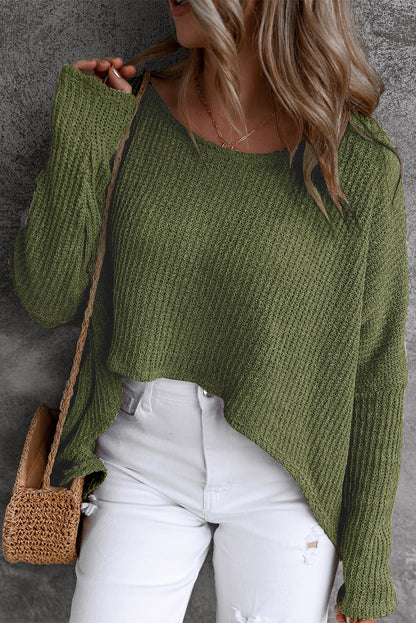 Round Neck High-Low Sweater-Angel Casuals