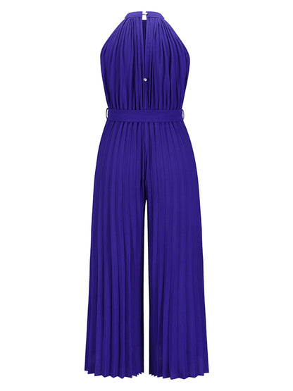 Cutout Tied Pleated Sleeveless Jumpsuit-Angel Casuals