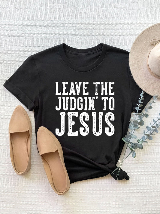 Letter Graphic Round Neck Short Sleeve T-Shirt-Angel Casuals