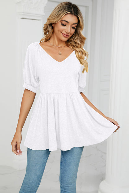 V-Neck Babydoll Top-Angel Casuals