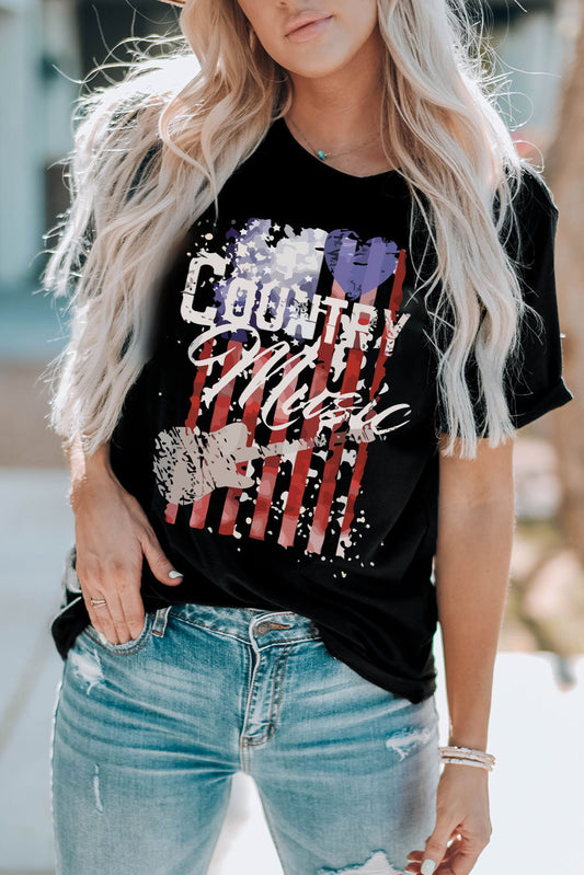 COUNTRY MUSIC Graphic Tee Shirt-Angel Casuals