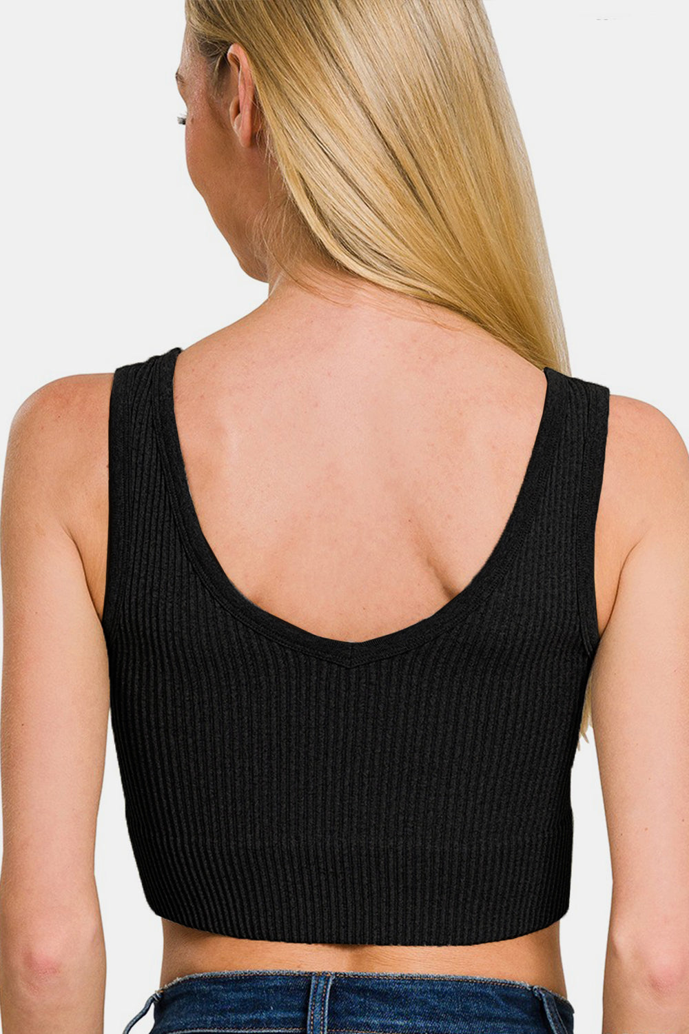 Zenana Ribbed Seamless Tank with Pads-Angel Casuals