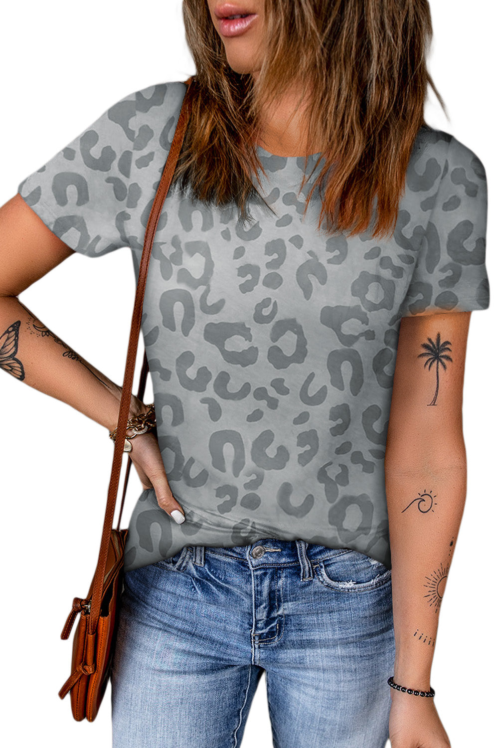 Leopard Round Neck Tee-Angel Casuals