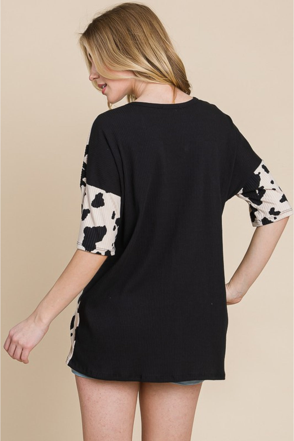 BOMBOM Rodeo Love Ribbed Animal Contrast Tee-Angel Casuals