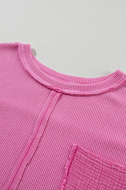 Pocketed Round Neck Three-Quarter Sleeve T-Shirt-Angel Casuals