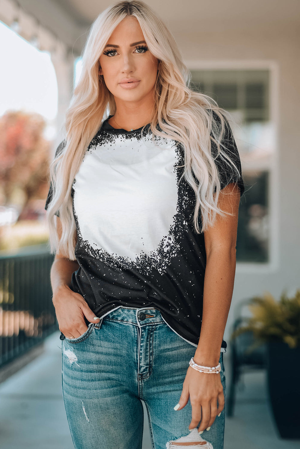 Tie-Dye Round Neck Short Sleeve T-Shirt-Angel Casuals