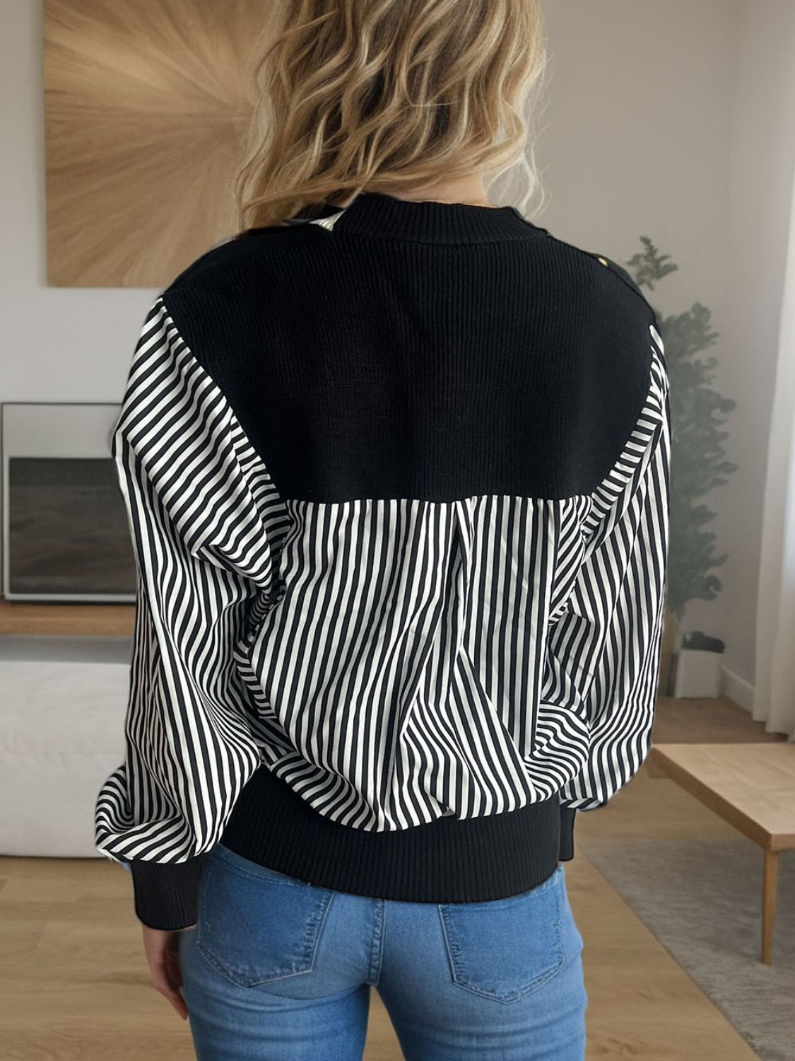 Striped Button Down Long Sleeve Cardigan-Angel Casuals