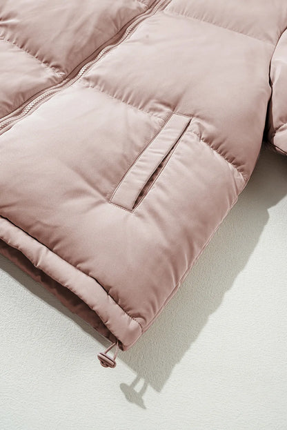 Turtleneck Zip Up Long Sleeve Winter Coat-Angel Casuals