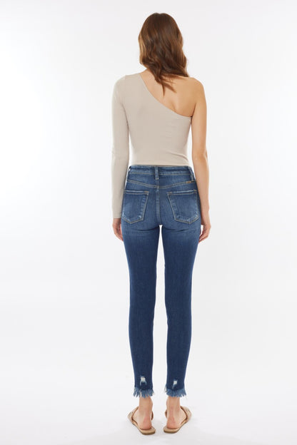 Kancan Raw Hem High Waist Cropped Jeans-Angel Casuals