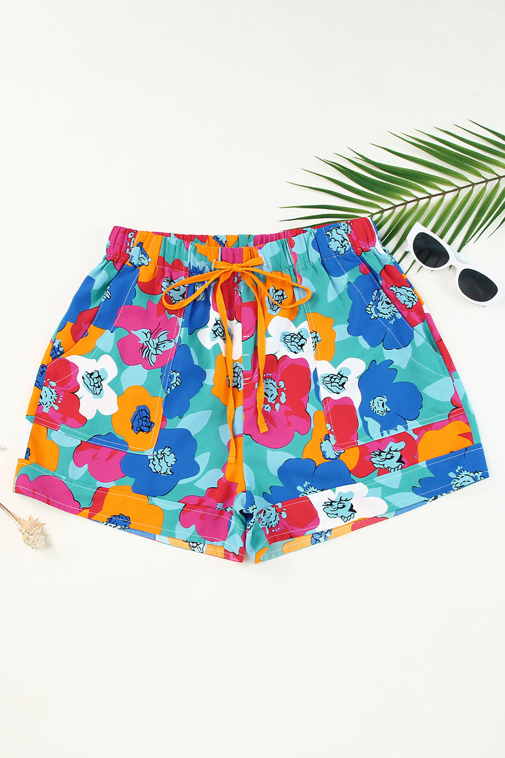 Drawstring Printed High Waist Shorts-Angel Casuals