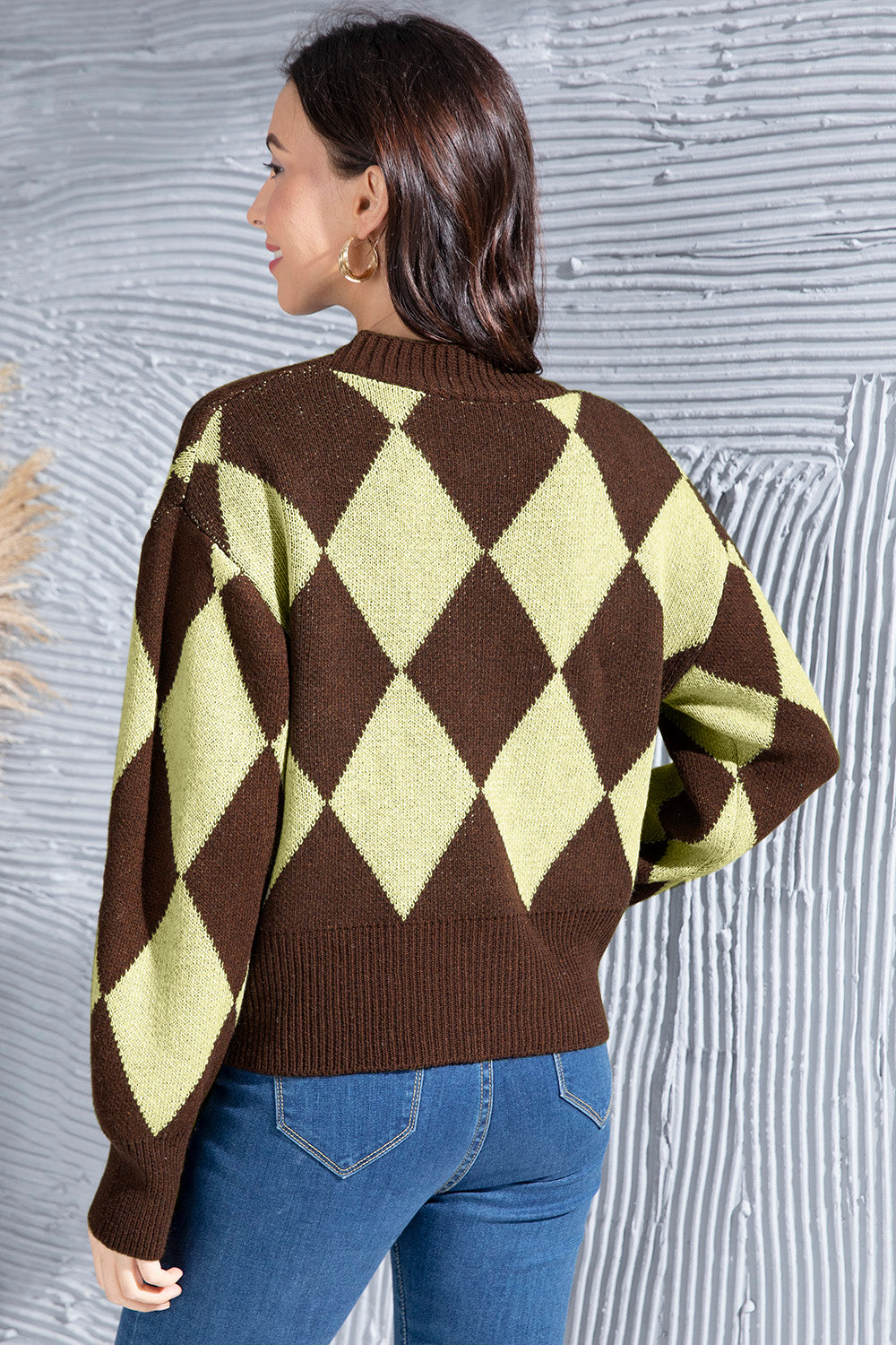 Geometric Button Up Dropped Shoulder Cardigan-Angel Casuals