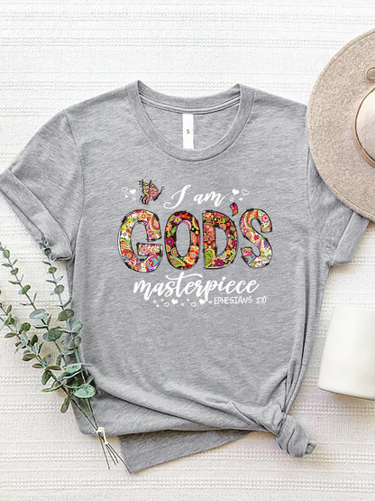 Letter Graphic Round Neck Short Sleeve T-Shirt-Angel Casuals