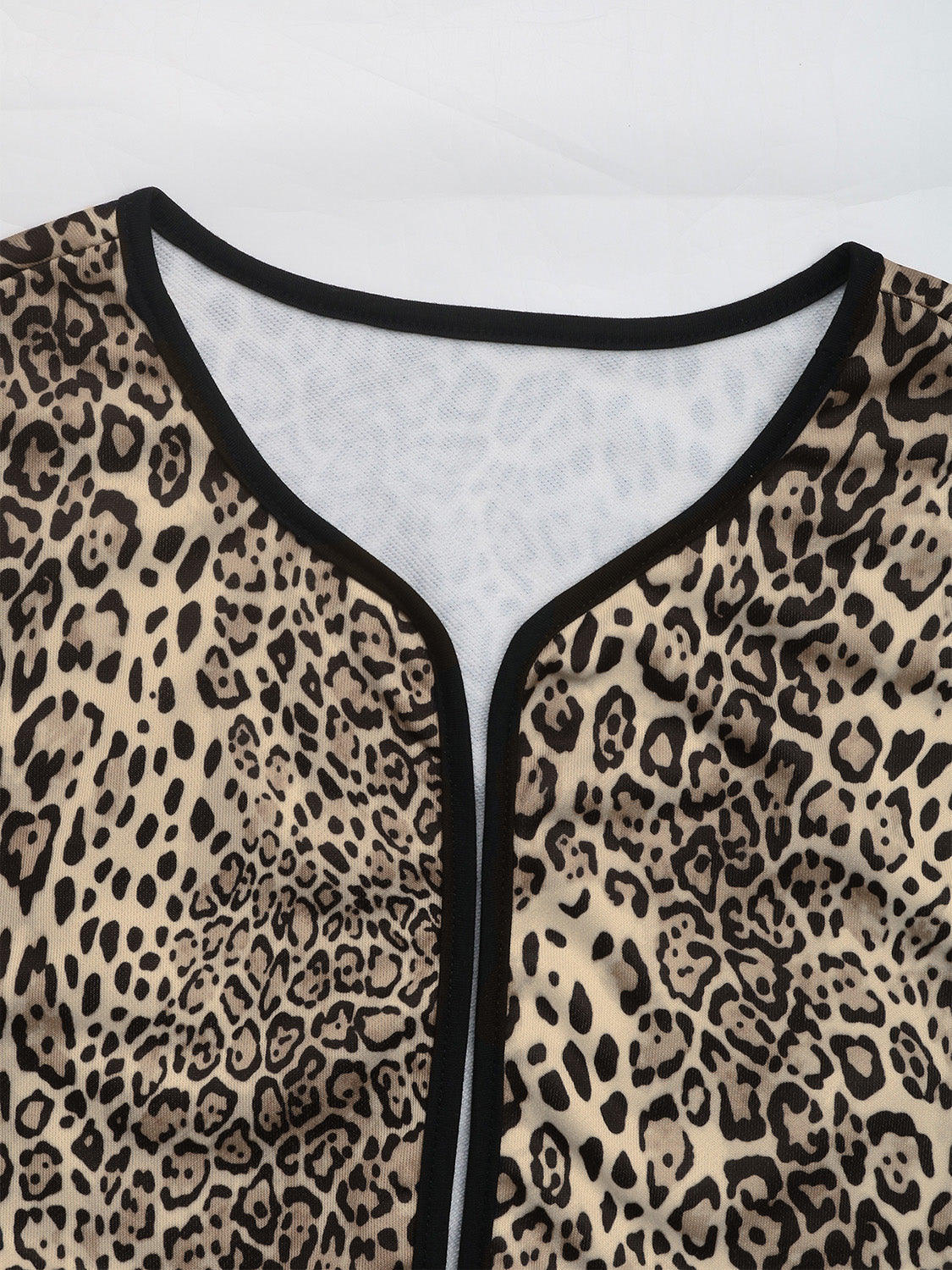 Perfee Leopard Open Front Long Sleeve Jacket-Angel Casuals
