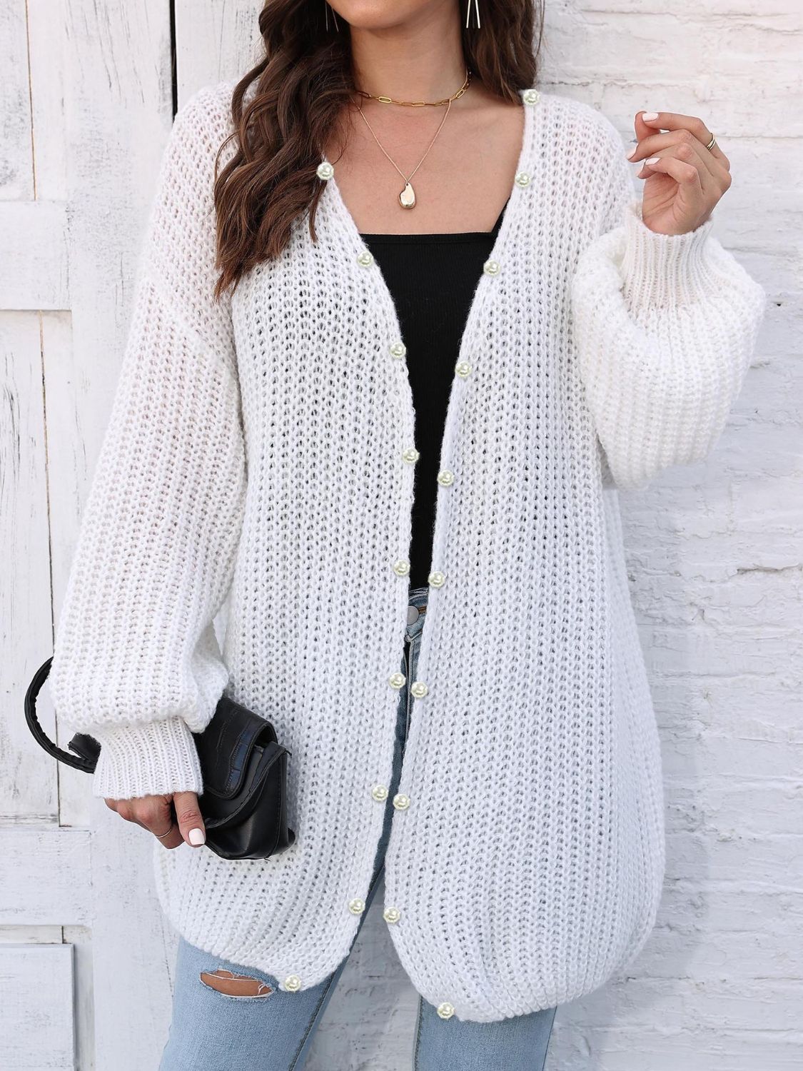 Open Front Long Sleeve Cardigan-Angel Casuals