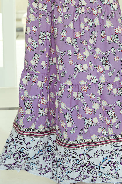 Tiered Printed Elastic Waist Skirt-Angel Casuals