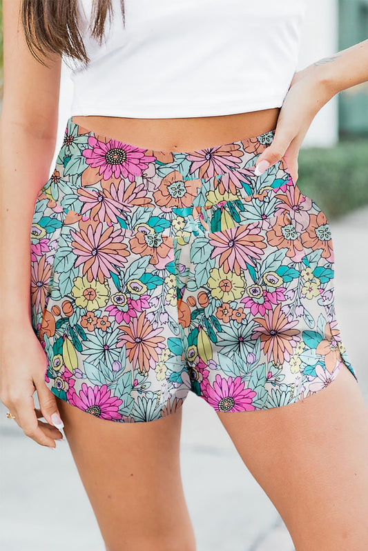 Floral Elastic Waist Shorts-Angel Casuals