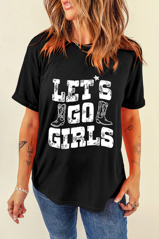 Letter Graphic Round Neck Short Sleeve T-Shirt-Angel Casuals