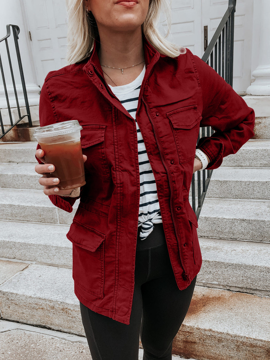 Pocketed Long Sleeve Zip Up Jacket-Angel Casuals