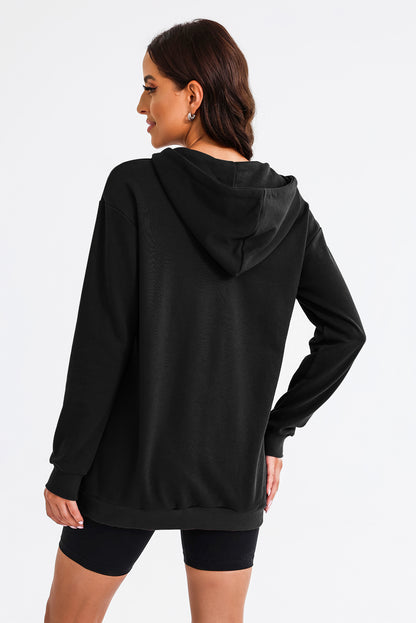 Drawstring Half Zip Hooded Dress-Angel Casuals