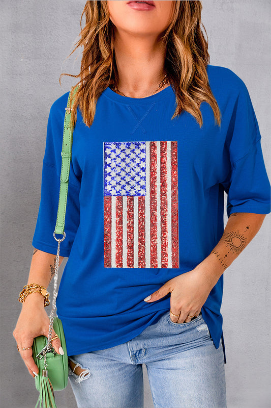 US Flag Round Neck Half Sleeve T-Shirt-Angel Casuals
