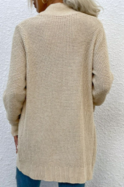 Open Front Rib-Knit Cardigan with Pockets-Angel Casuals